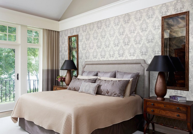 Wallpaper fabric pattern wallcovering textured white gray damask paste the wall gallery