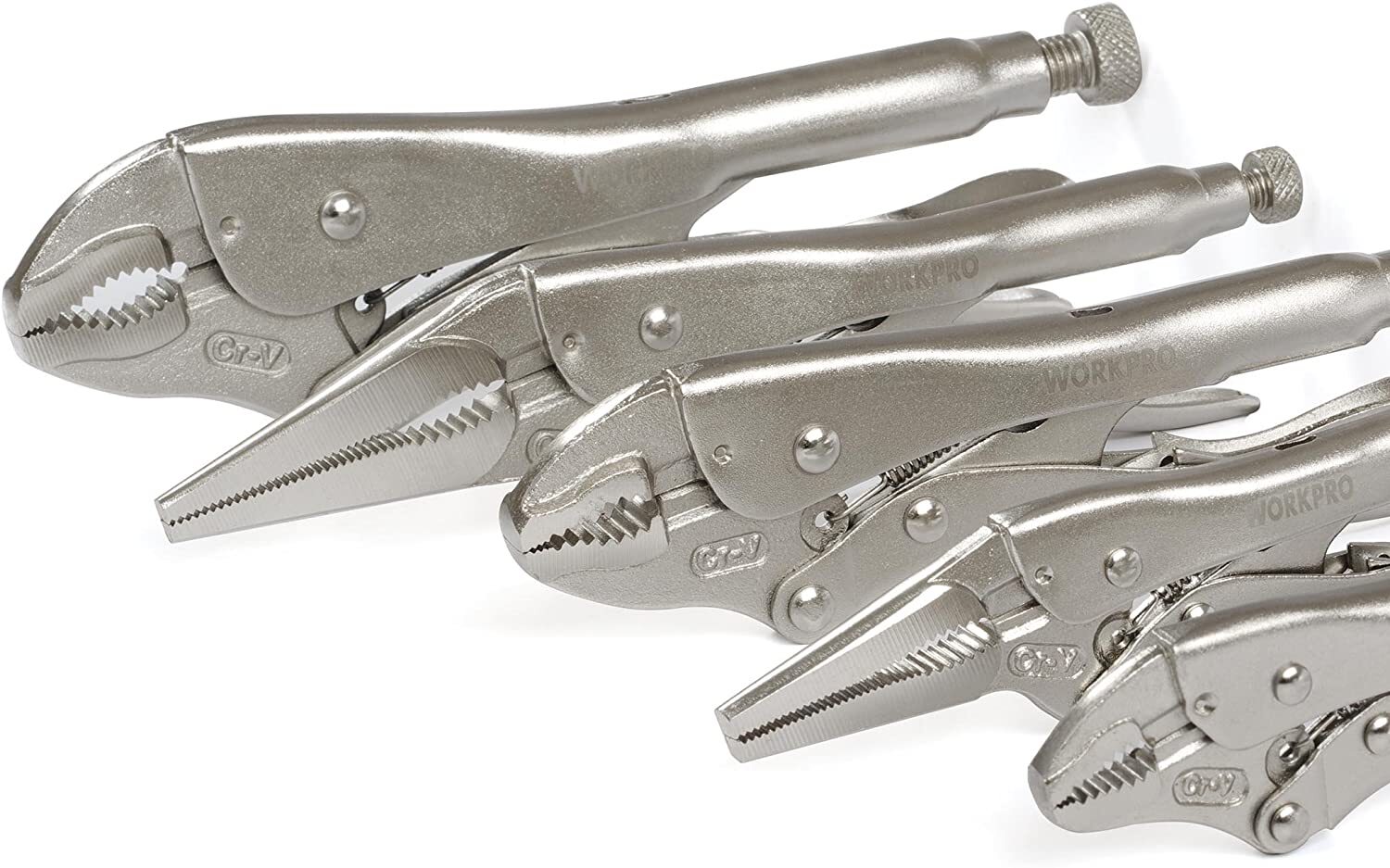 WORKPRO 5PC Locking Pliers Set 5/7/10" Curved Jaw Pliers 6.5/9" Long Nose Pliers gallery