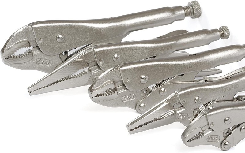 WORKPRO 5PC Locking Pliers Set 5/7/10" Curved Jaw Pliers 6.5/9" Long Nose Pliers gallery