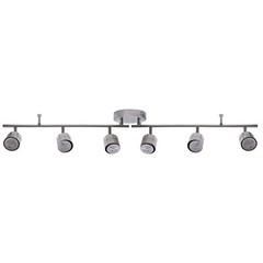 6-Light Track Lighting Kit with Replaceable 6xGU10 LED Bulbs Brushed Nickel