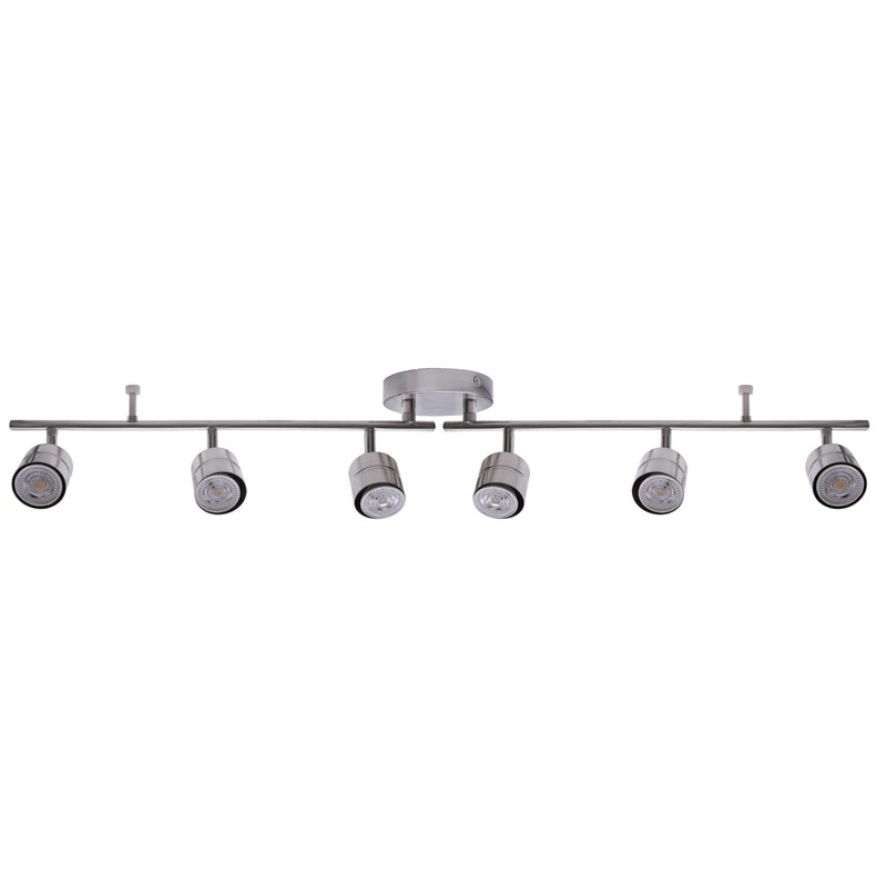 6-Light Track Lighting Kit with Replaceable 6xGU10 LED Bulbs Brushed Nickel gallery