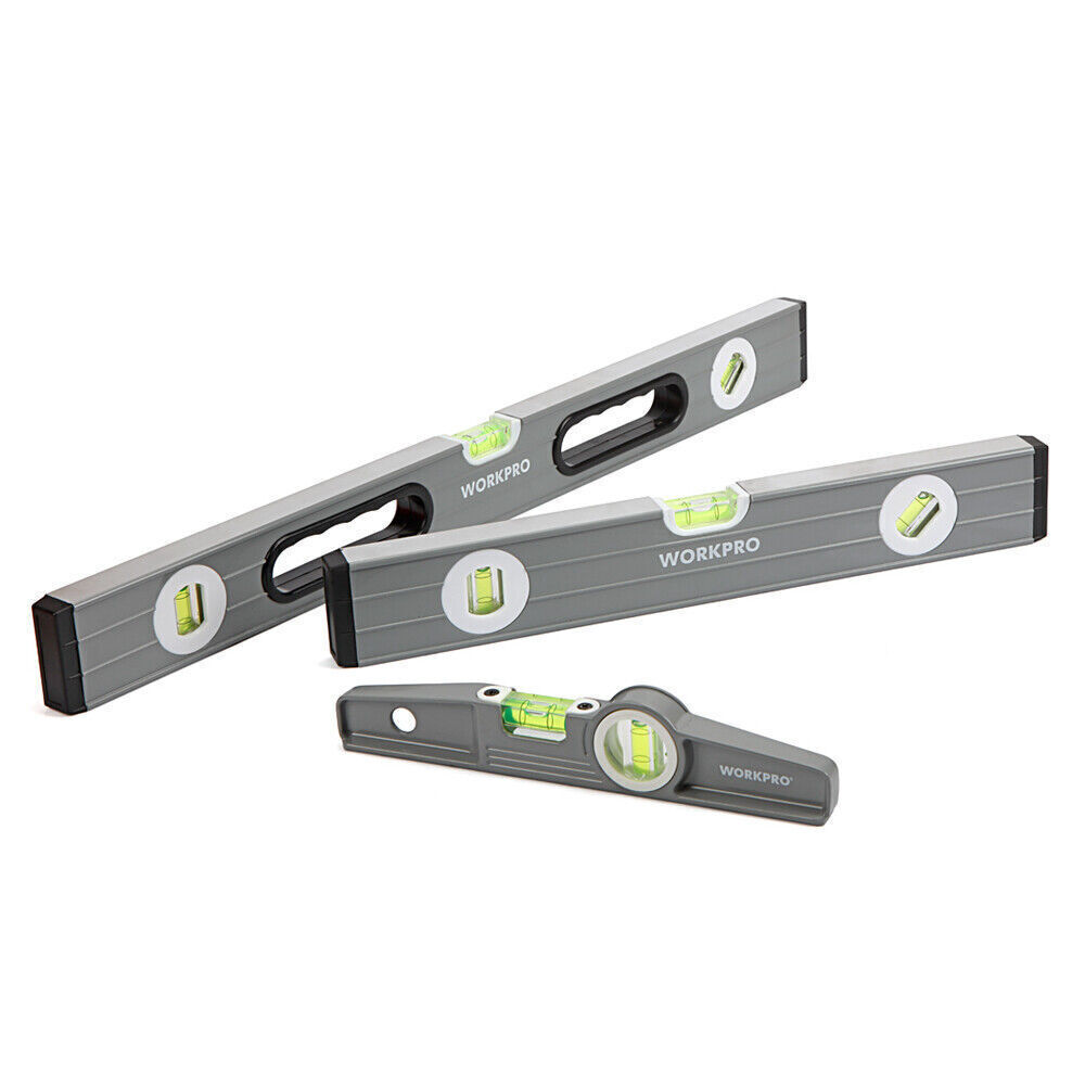 WORKPRO Spirit Level Set 3 Pieces 9" Torpedo Level 16"＆24" Box Beam Spirit Level gallery
