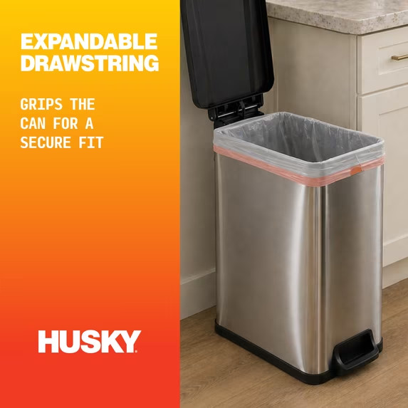 Husky 13 Gallon Tall Kitchen Drawstring Bags, 120 Bags gallery
