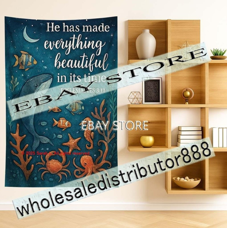 Tapestry Everything Sea Life Ecclesiastes 3 11 Christian encouragement 59X82 in gallery