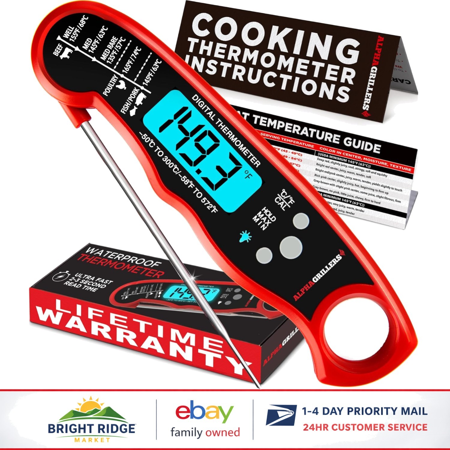Digital Meat Thermometer with Temperature Range from 1 to 300 Degrees Fahrenheit gallery