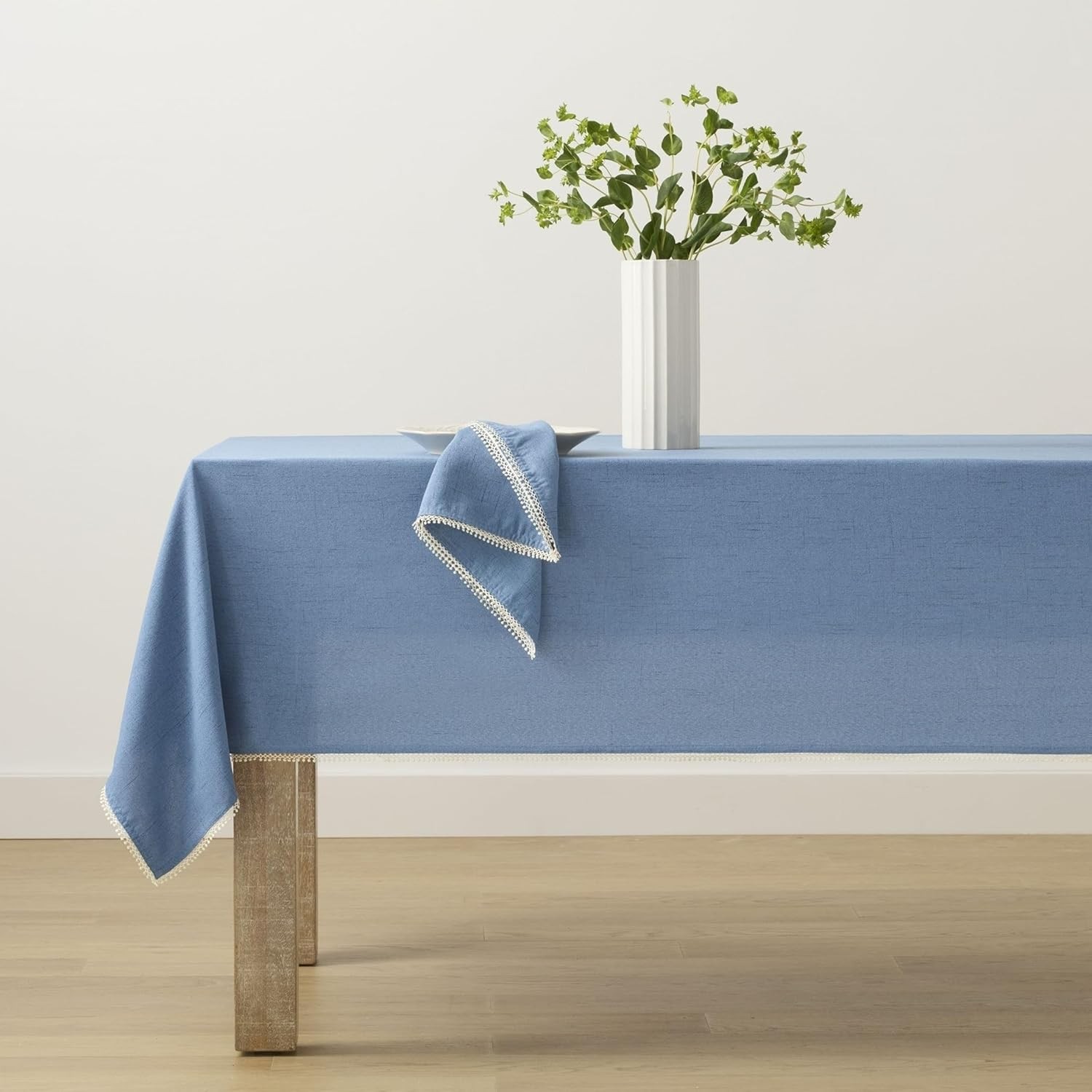 French Perle Solid Tablecloth Periwinkle 60" W x 84" L gallery