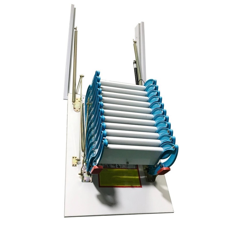 Blue Side-mounted Loft Wall Ladder Stairs Concealed Penthouse Retractable Foldin gallery