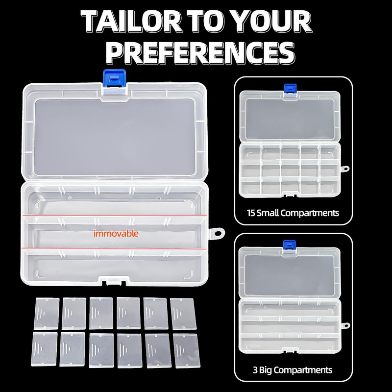 Plastic Organizer Container Storage Box Adjustable Divider Removable Compartm... gallery
