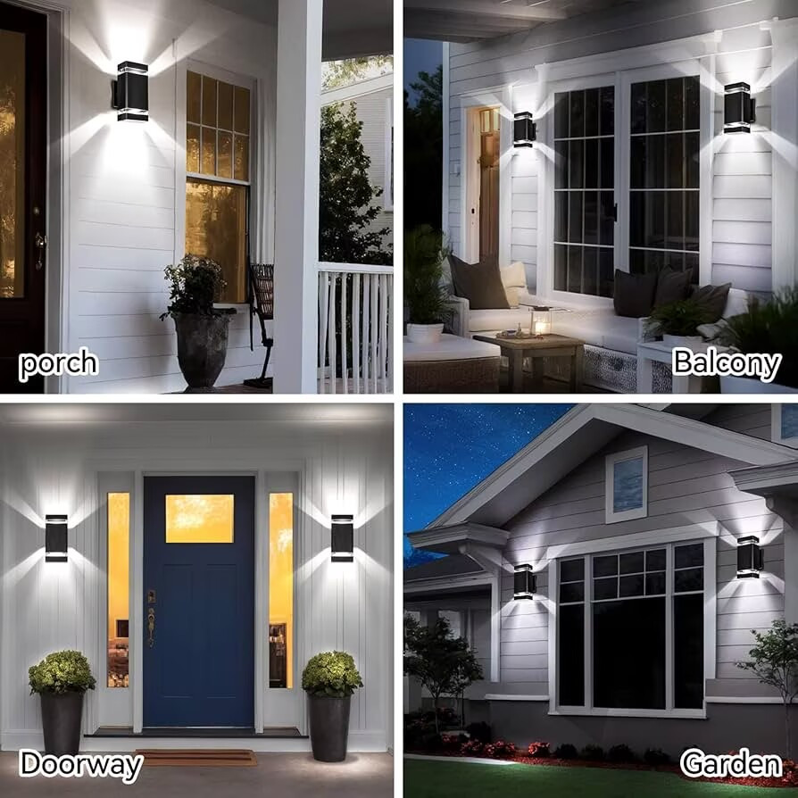 Set of 2 LED Square Up and Down Outdoor Wall Lights, Waterproof Wall Lamps gallery
