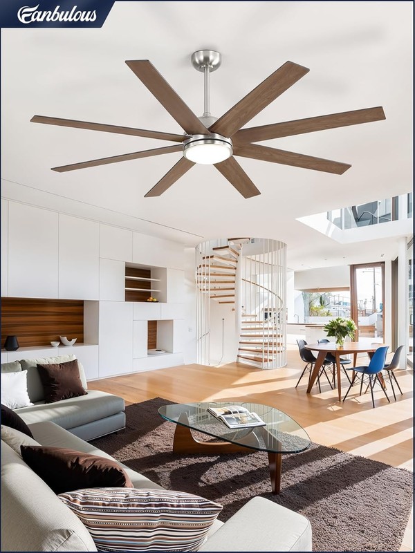 Fanbulous 65'' Ceiling Fan w/ Light & Remote Brushed Nickel DC Motor 8-Blade gallery