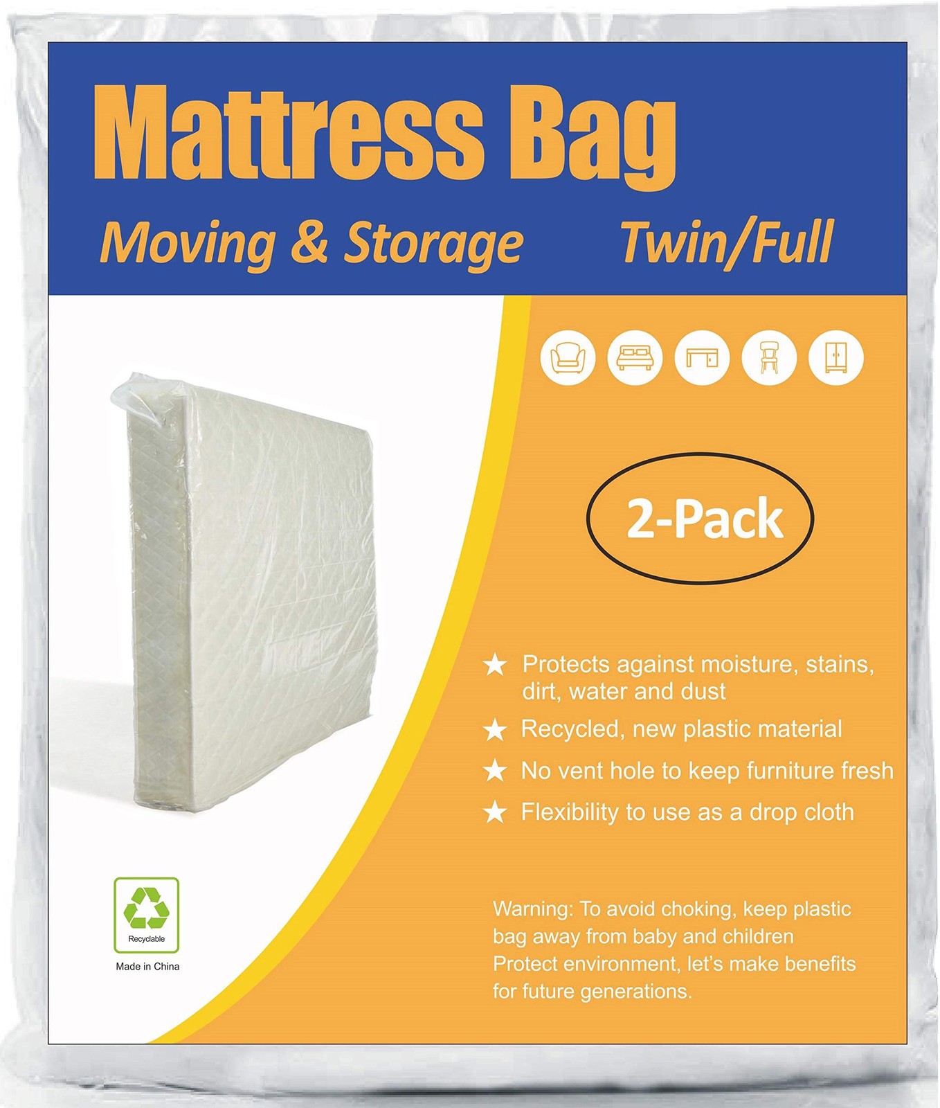 ComfortHome Mattress Bag for Moving and Storage, Twin and Full Size, 2 Pack C... gallery