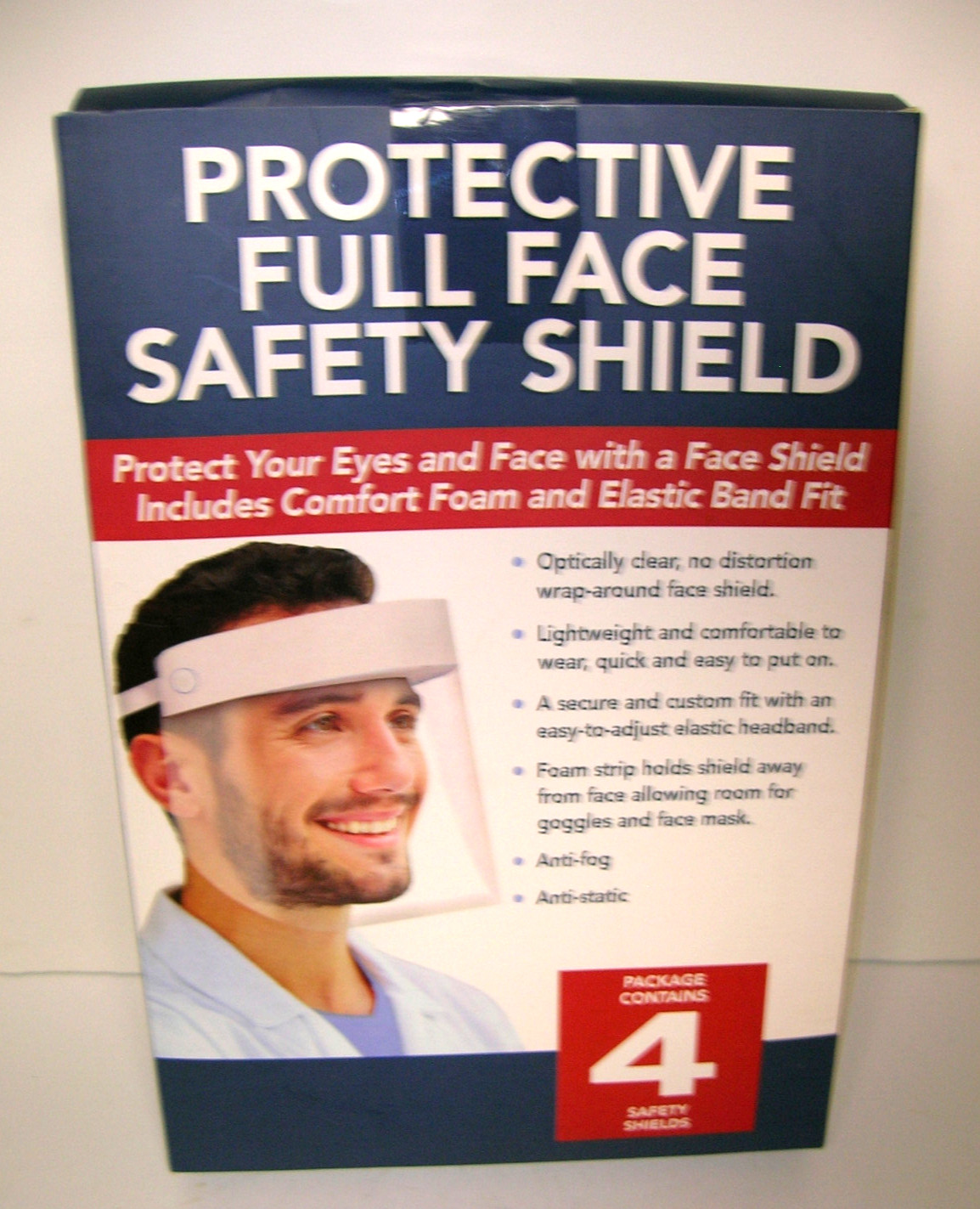 Full Face Safety Shield - Pack of 4 - w/ Comfort Foam & Band ANTI-FOG Protective gallery