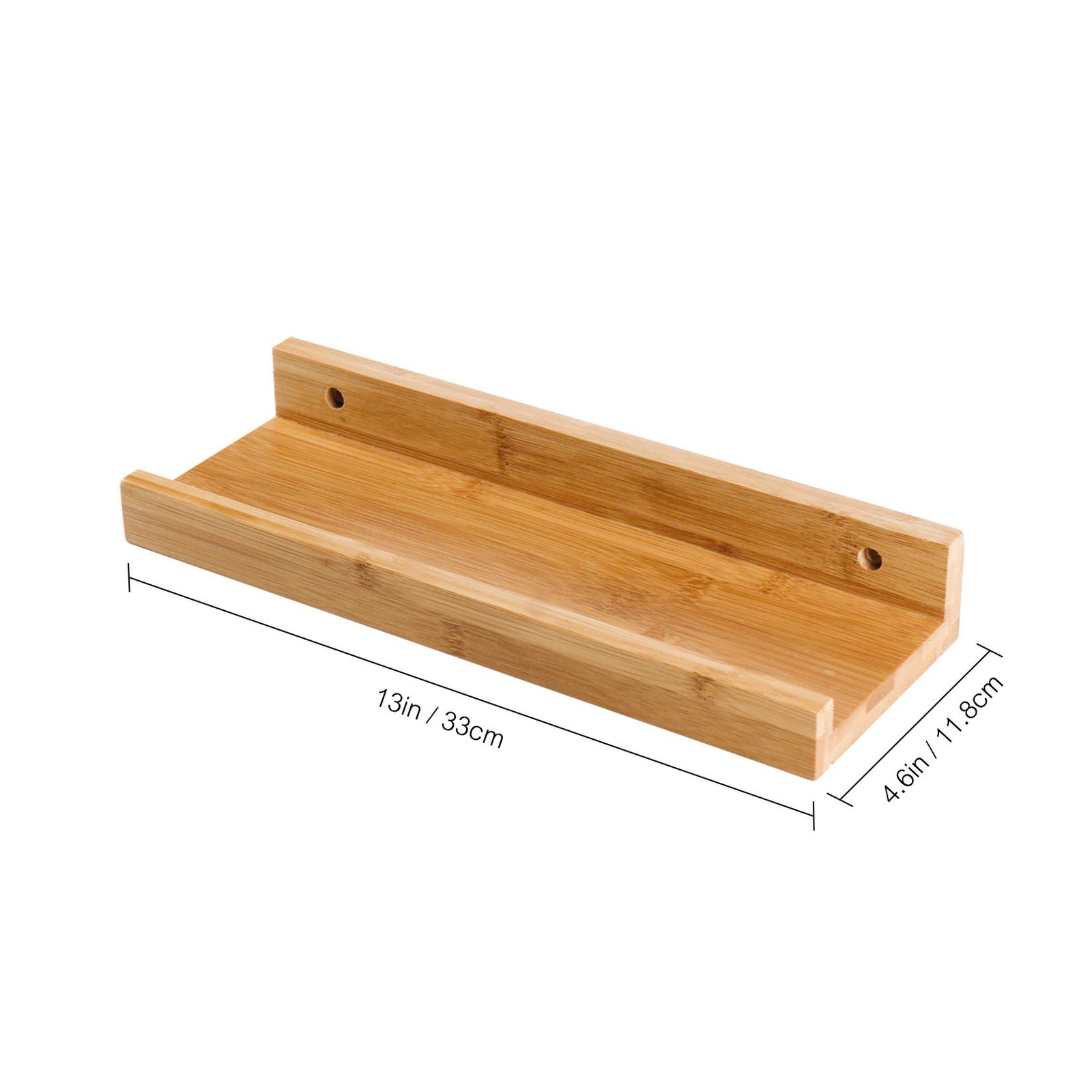 Natural Bamboo Floating Shelves Rustic Wood Wall Storage Organizer 13.8 Inch gallery