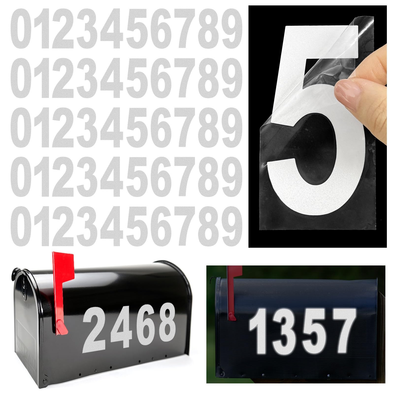 4 inch Reflective Mailbox Numbers Sticker (0-9, 5 Sets) Strong Self Adhesive.. gallery