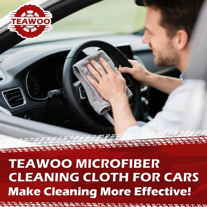 Microfiber Cleaning Cloths Bulk-15 Pack, Gray Microfiber Towels for Cars, Ultra gallery