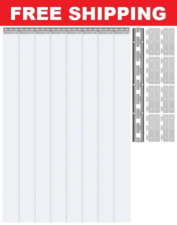 Vinyl Plastic Strip Door Curtain Kit - Matt Frosted White, 48 x 92.5 in gallery