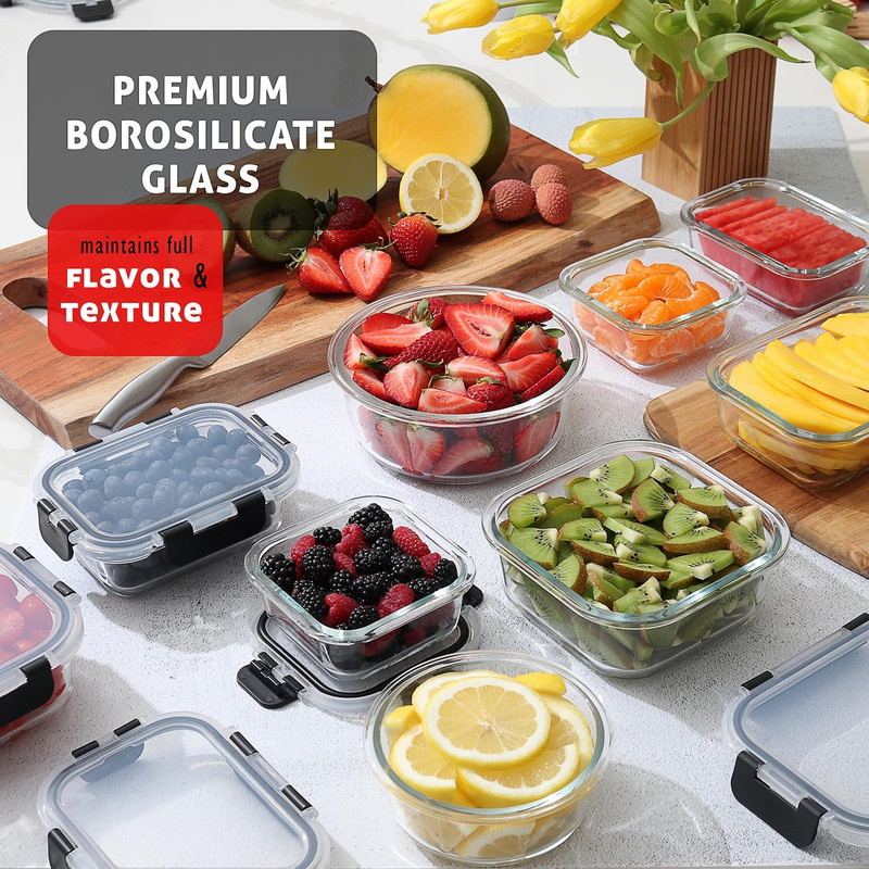 48Pc Glass Storage Containers with Lids, 24 Set Glass Food Storage Containers wi gallery
