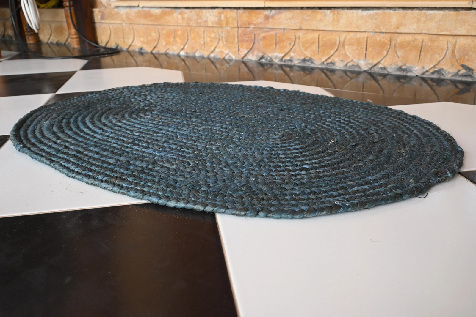 Rugmoda Jute Blue Braided Round 1.5x2 ft Entryway Doormat Rug gallery