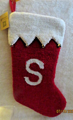 Needle Punch Red Christmas Stocking Bells Personalized “S”