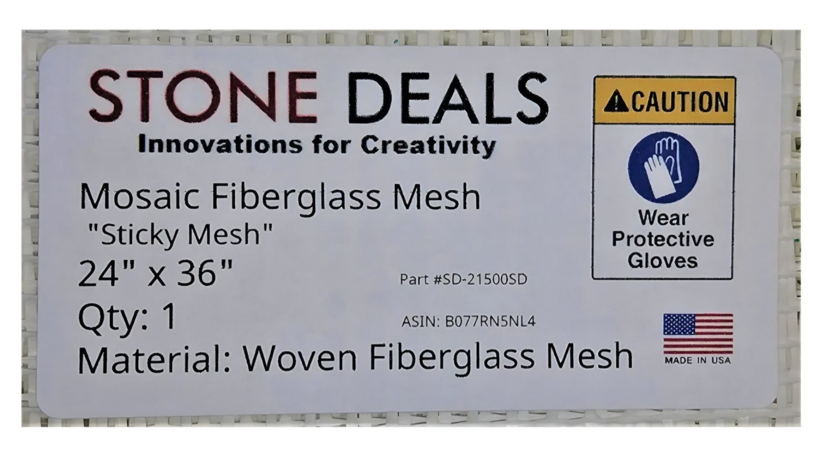 Mosaic STICKY Mesh for Back Mounted Tile 24"x36", 4.0 Oz, *Manufacturer Direct!* gallery