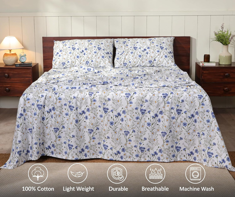 RUVANTI 100% Cotton Percale Sheets Full Size – Crisp Cooling Bed Sheets for Hot gallery