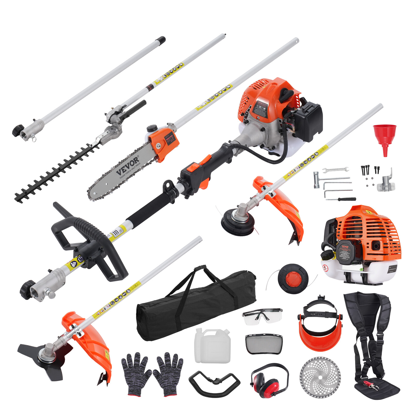 VEVOR 6-in-1 Multi-Functional Trimming Tools Gas Hedge Trimmer 33CC Weed Eater gallery