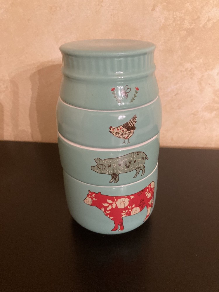 Live Simply Farmhouse Stackable Ceramic Measuring Cup Set Of 4 By Amylee Weeks