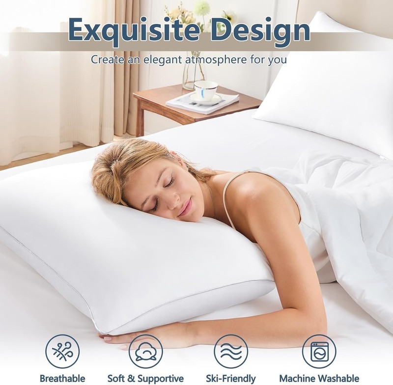 Luxury Down Alternative Bed Pillows, Queen Size, 2 Pack gallery