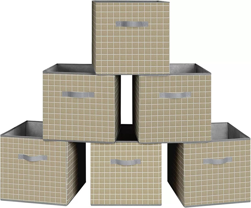 Collapsible Foldable Fabric Cubby Cube Storage Bins Baskets for Shelves 6 pack