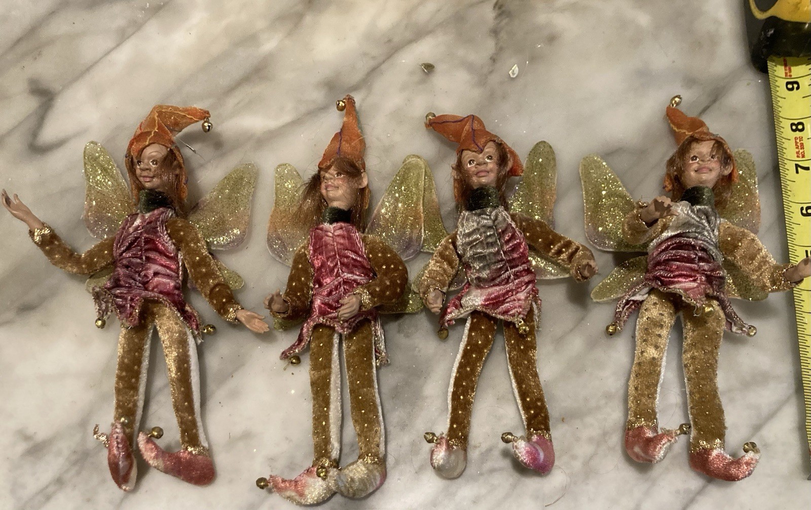 Fully Posable Fairy Elf Ornamnets Holiday Decorations set of 4 gallery