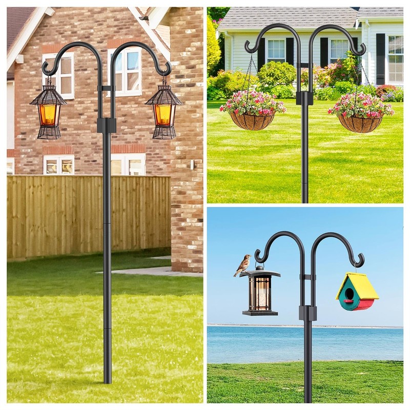 Bird Feeder Pole - Adjustable Double Shepherds Hooks for Bird Feeder with 5 P... gallery