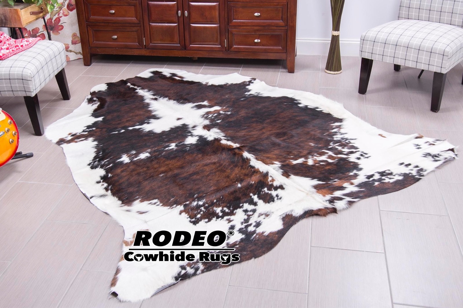 Superior quality brindle Cowhide Rug size approx 6x7 ft gallery