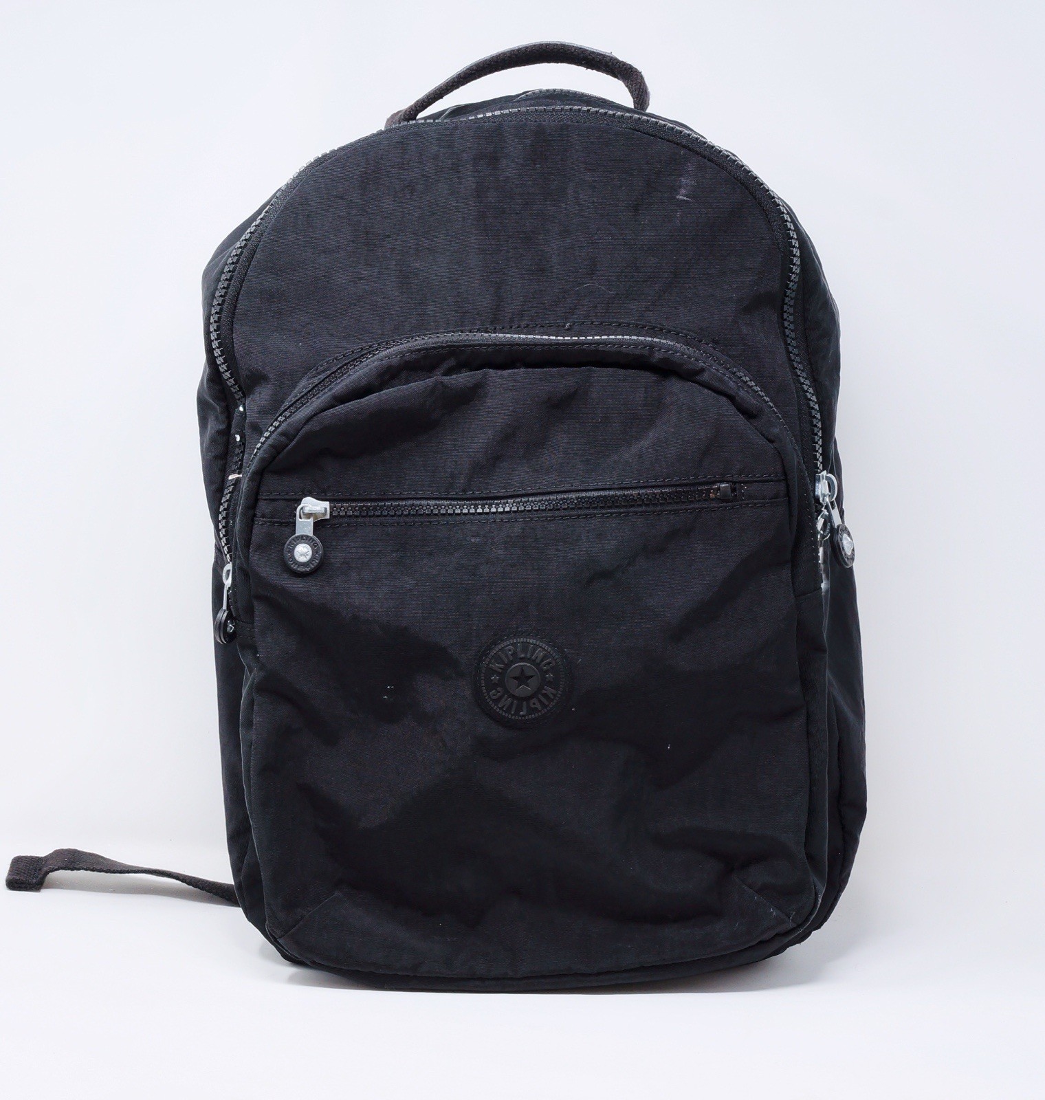 Kipling Black Nylon Backpack Adjustable Straps Multiple Pockets Zipper