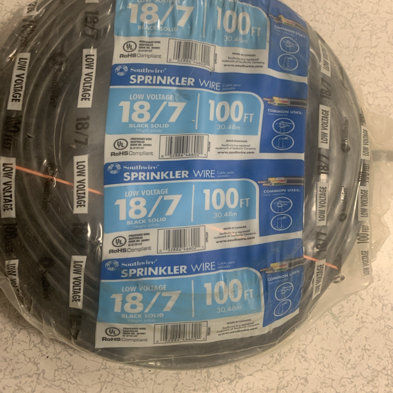 Southwire 49273643 75' 18/7 Multi-Conductor Sprinkler Wire, Outdoor, Black gallery