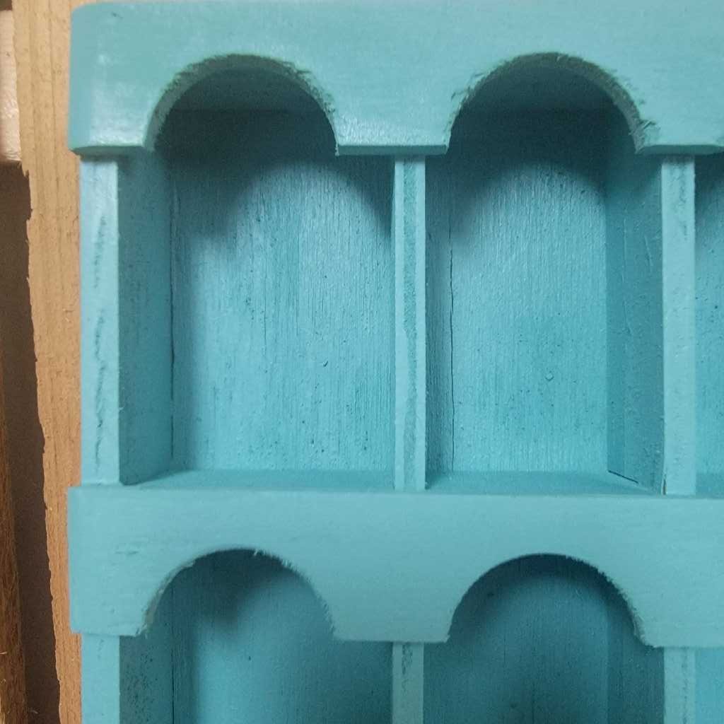 Teal Arch Cubby Shelf Organizer 24 Compartments Display Wall Mount gallery
