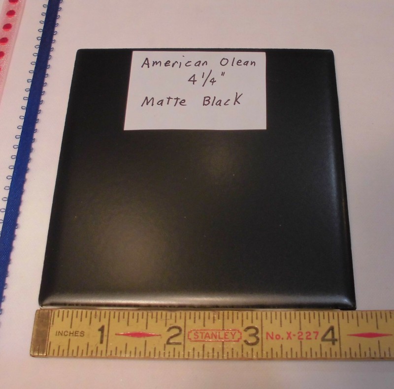 1 pc. *Matte Black* Ceramic Tile by The American Olean Co. 4-1/4" New Stock gallery