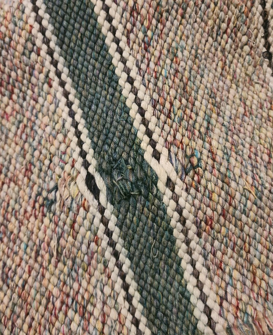 Handwoven Rag Rug Runner 23x62 Farmhouse Cottage Stripe Green Primitive gallery