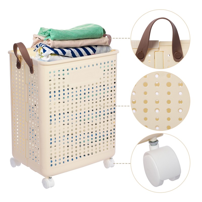 Collapsible Laundry Hamper With Wheels - Foldable 66 lb Capacity Ventilated gallery