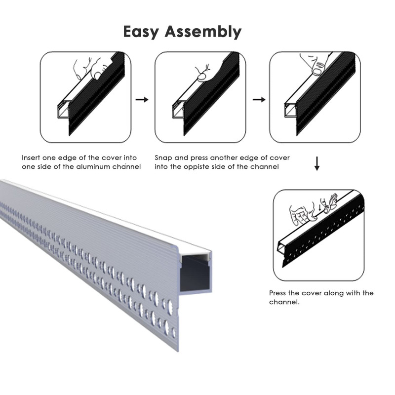 6-Pack 6.6Ft Plaster-in Trim Edge LED Strip Aluminum Channel for Wall & Ceiling gallery