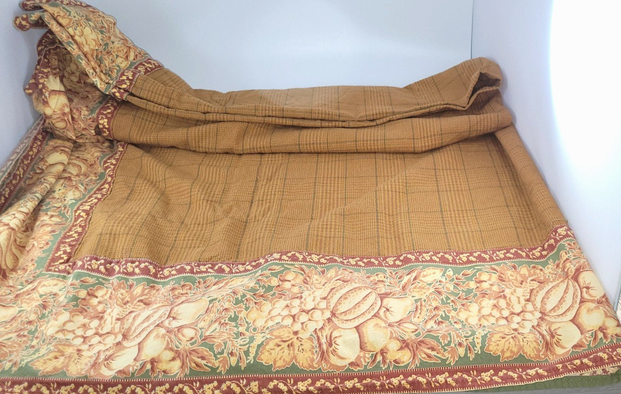April Cornell Tablecloth Fall Pumpkins Plaid Rust Orange Green Yellow 84x56 gallery