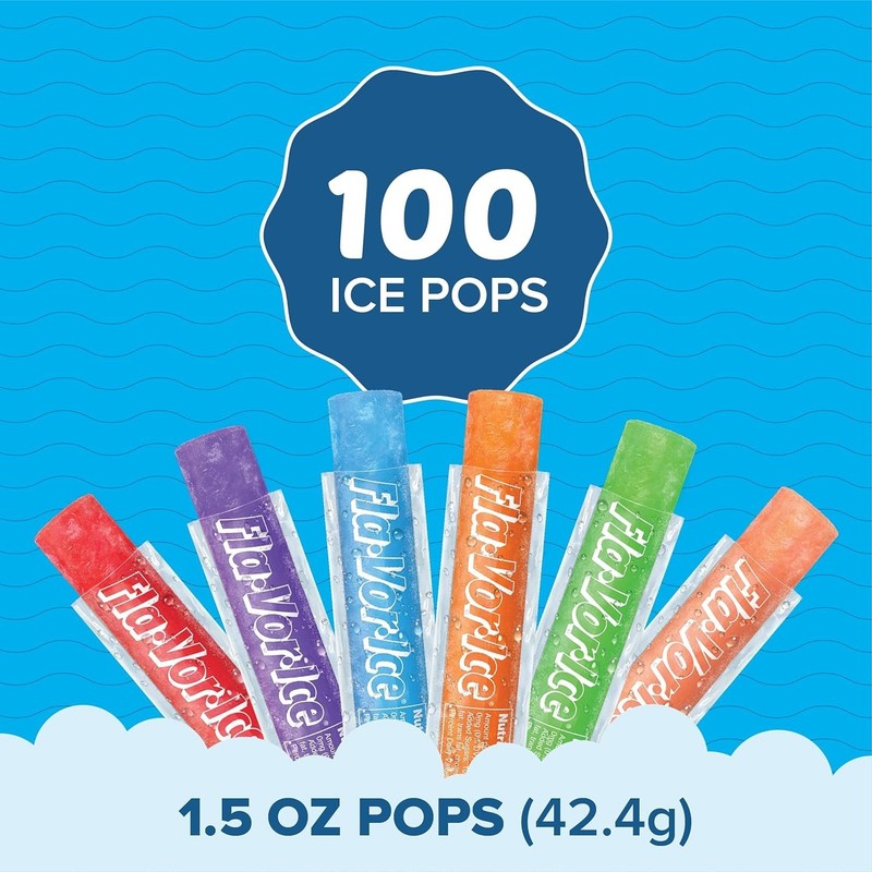 Fla-vor-ice 100 Count Assorted Popsicle Variety Pack - Refreshing Summer Treat gallery