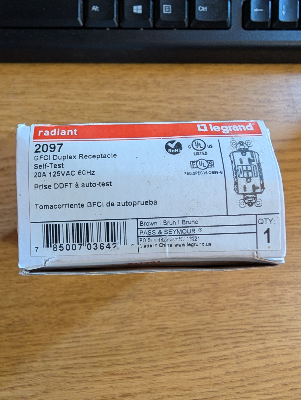 Legrand 2097 GFCI Duplex Receptacle Brown 20A 125VAC 60Hz - New In Box gallery