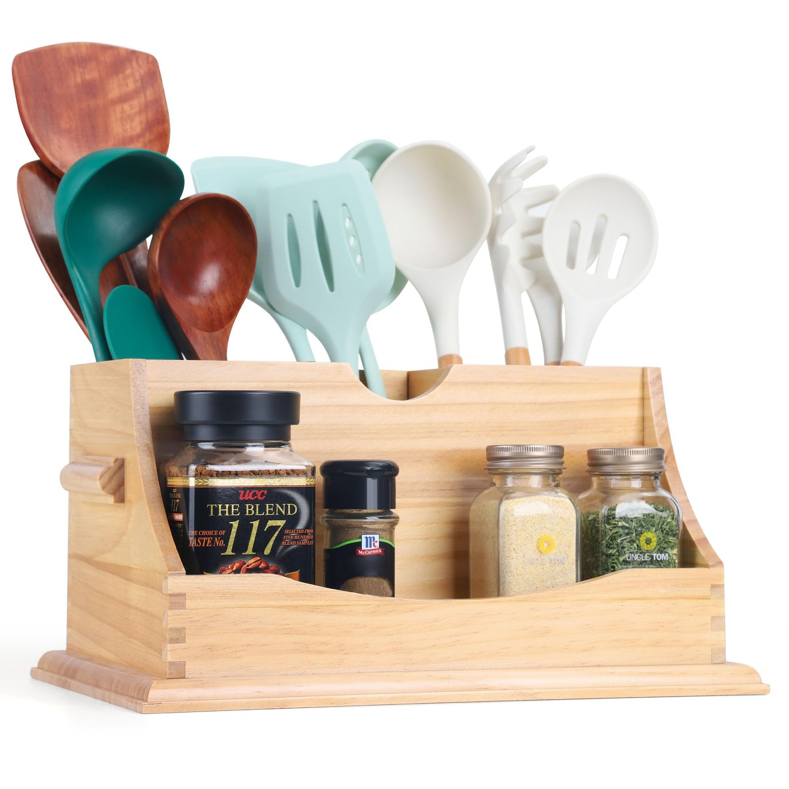 Kitchen Utensil Holder for Countertop with 4 Compartments, Natural Color(Uten... gallery