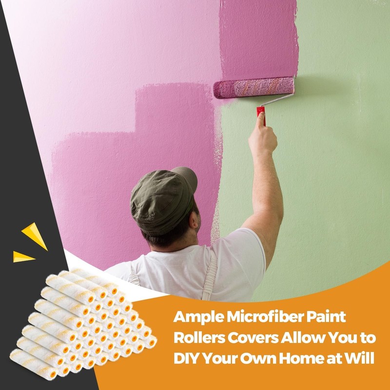 100 Pcs 6" Microfiber Paint Roller Refills - High Density Mini Covers for Walls gallery