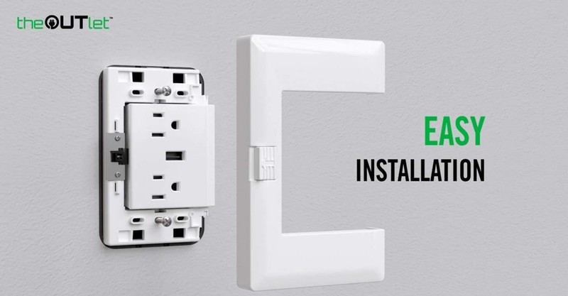 theOUTlet Basic 15 Amp 125 Volt Permanent Outlet Extender 4 + 2 USB Ports White gallery