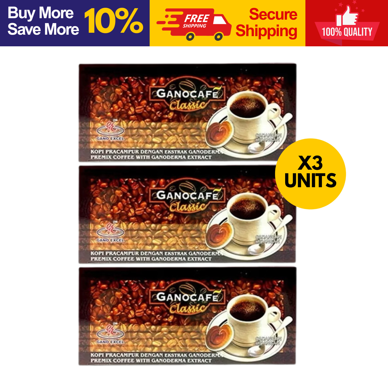 3 x Ganoderma Cafe, Coffee Ling Zhi Reishi (90 Sachets) gallery
