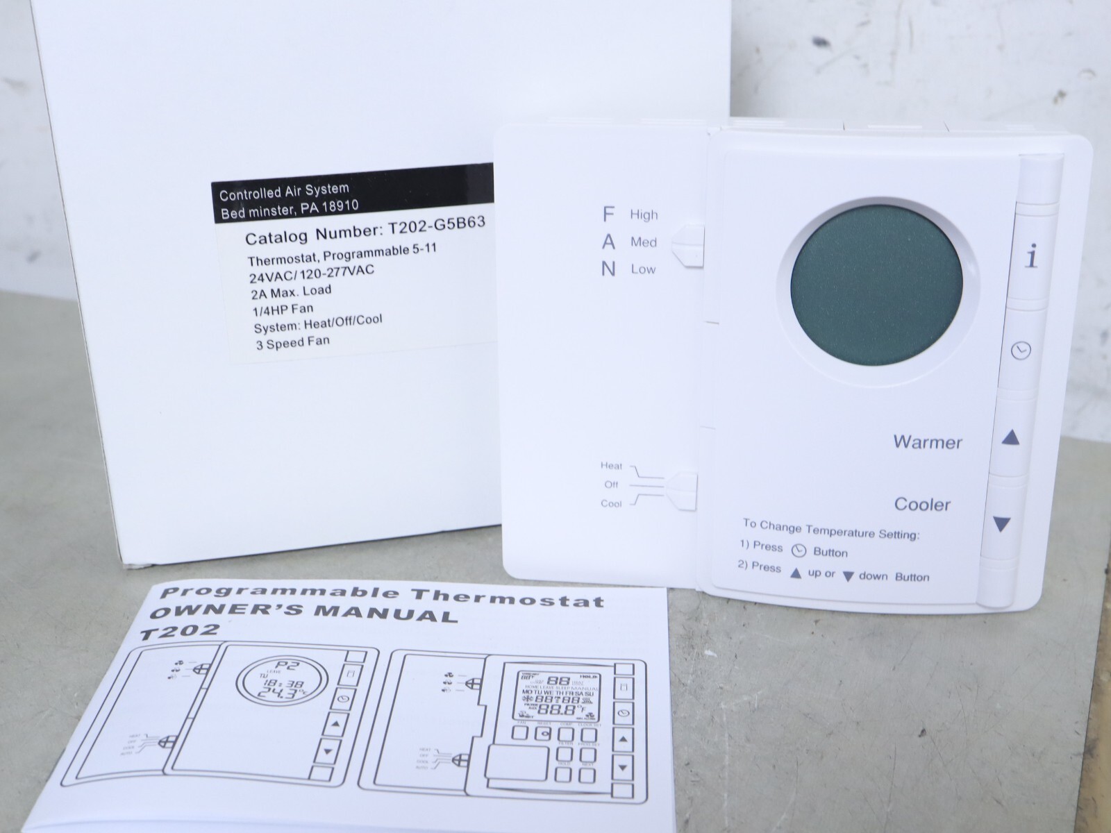 Controlled Air System T202-G5B63 Programmable Digital Thermostat 5-11 Heat/Cool gallery