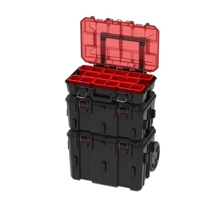 Hyper Tough Hyper Stack Heavy Duty 3 Piece Modular Rolling Toolbox System, Black gallery