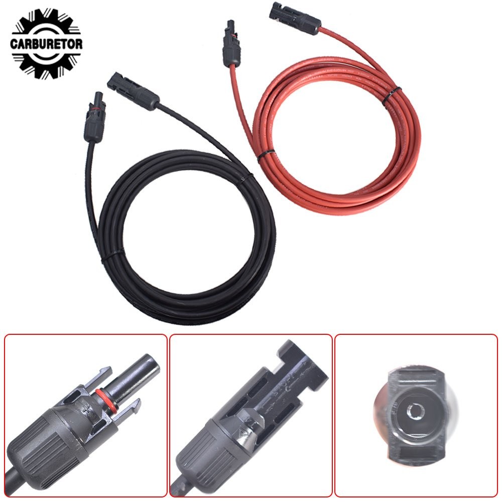 Black And Red Solar Panel Extension Cable Wire Connector 12AWG 1 Pair 10FT gallery