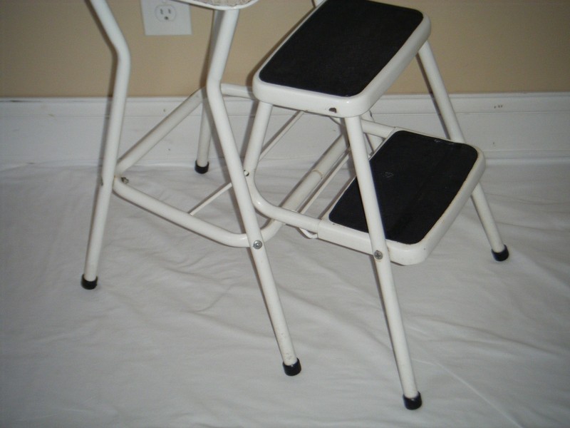 Vintage COSCO White Kitchen Pull Out Step Stool Chair gallery